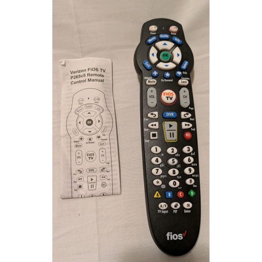 Verizon FiOS VZ P265v5 RC Replacement TV Remote‎ Control Plus Manual